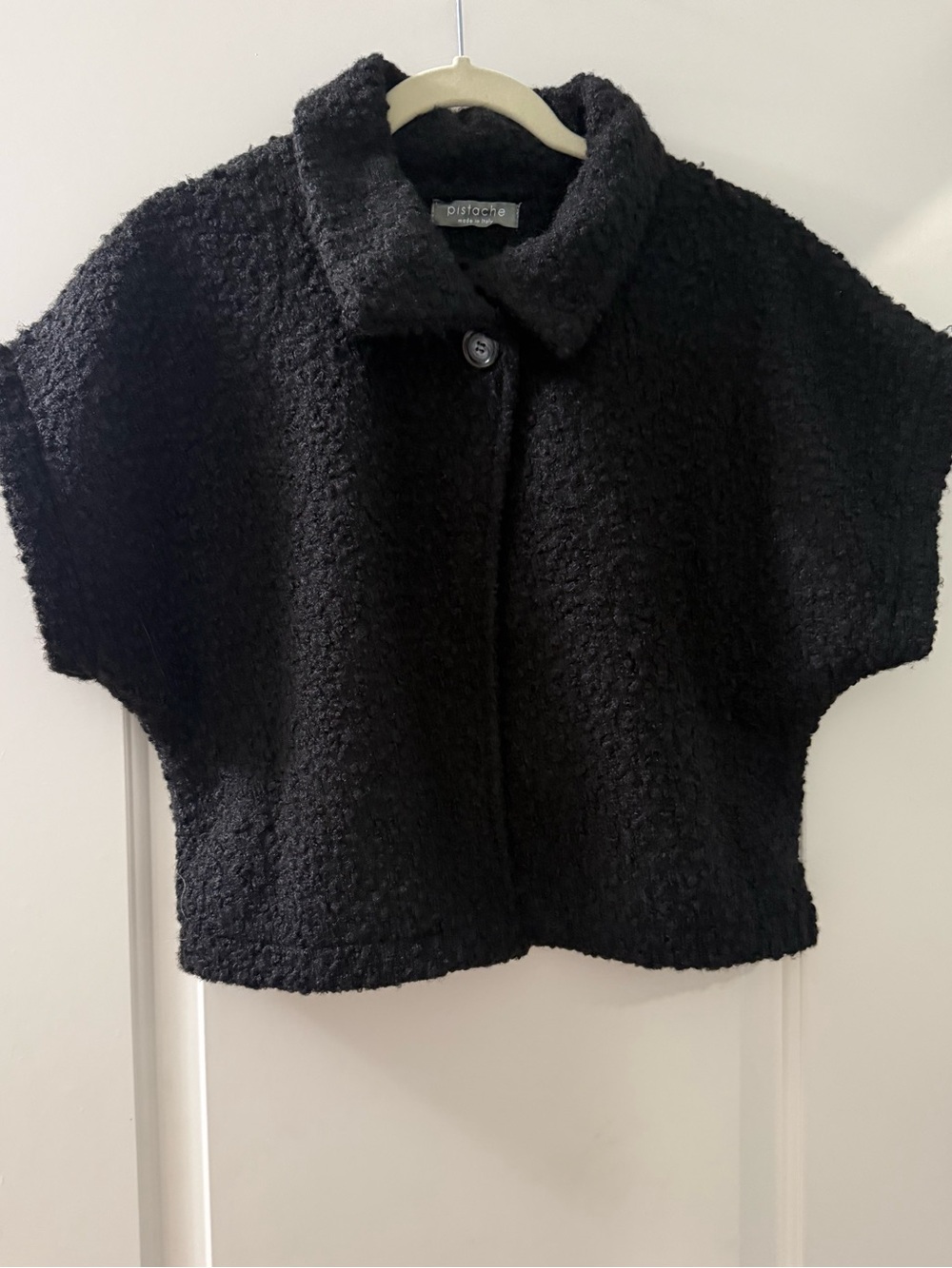 Pistache Black Bouclé Short Coat Jacket